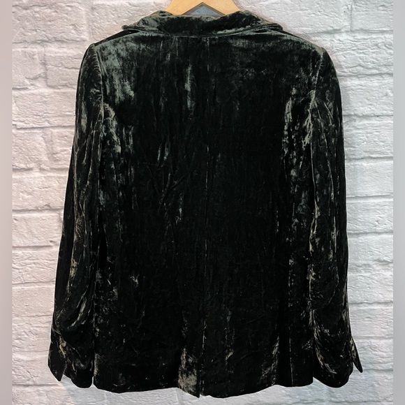 Frame Deep Moss Green Crushed Velvet Single Button Blazer Size 6 - Picture 6 of 15